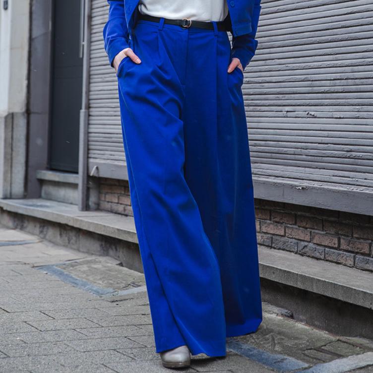 Royal blue straight leg pants on sale