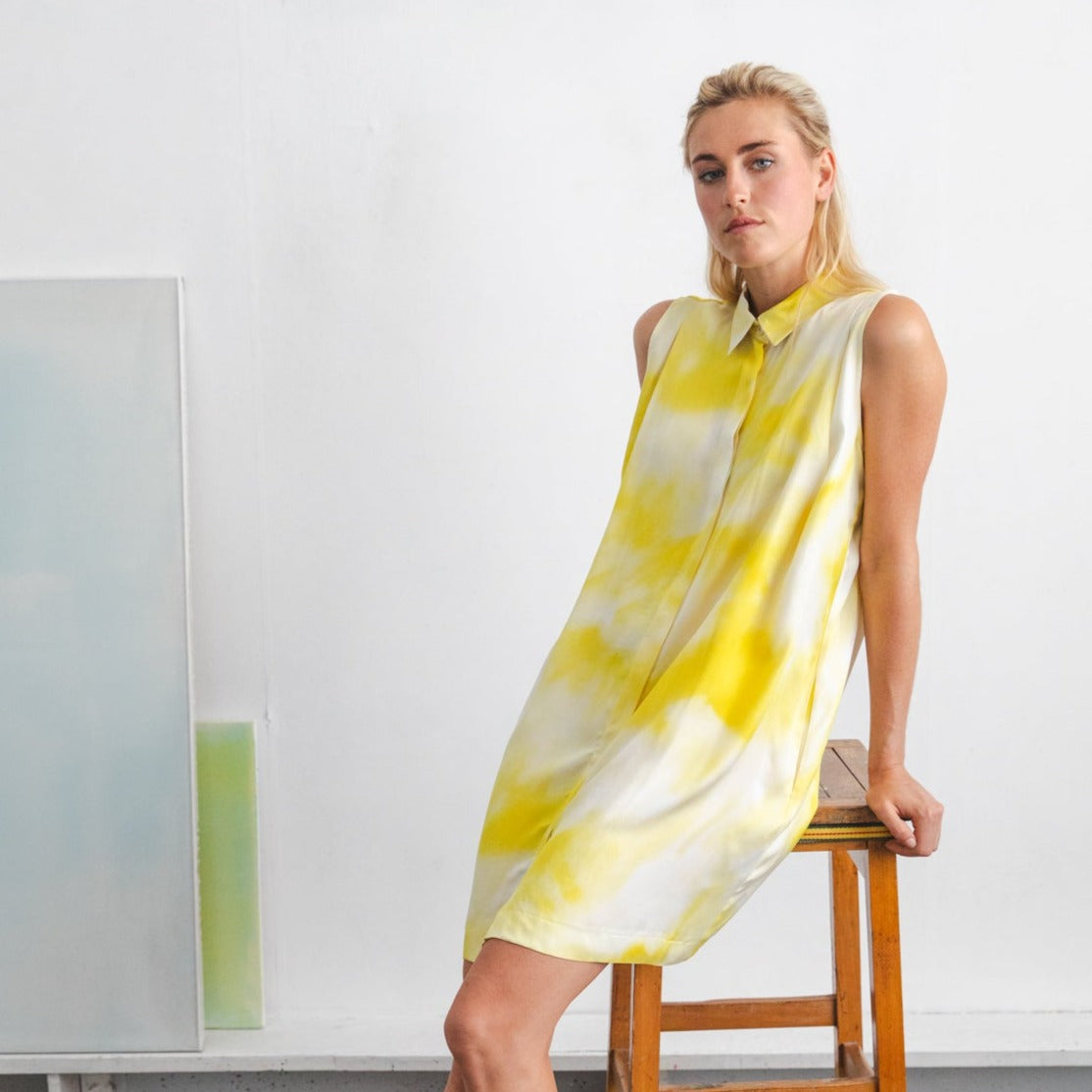 Powder mini dress Yellow splash