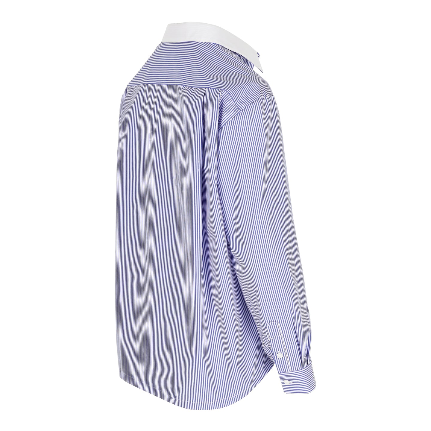 Pixie blouse blue stripes organic cotton with reversed collar