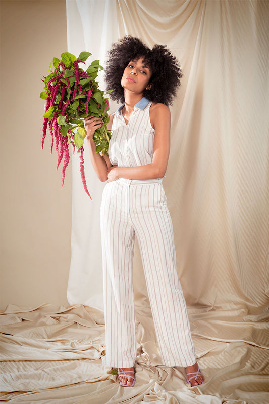 Gaia pants white stripes