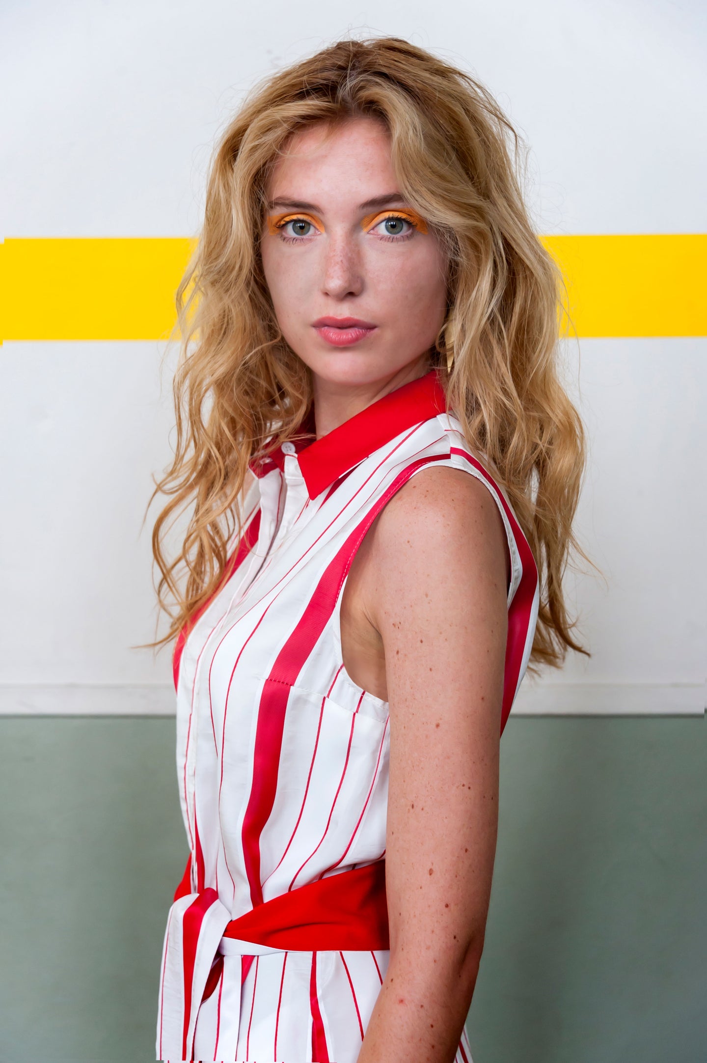Venice dress red stripe