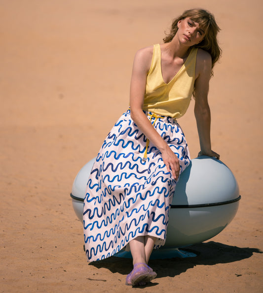 Sage midi skirt Waves Organic cotton